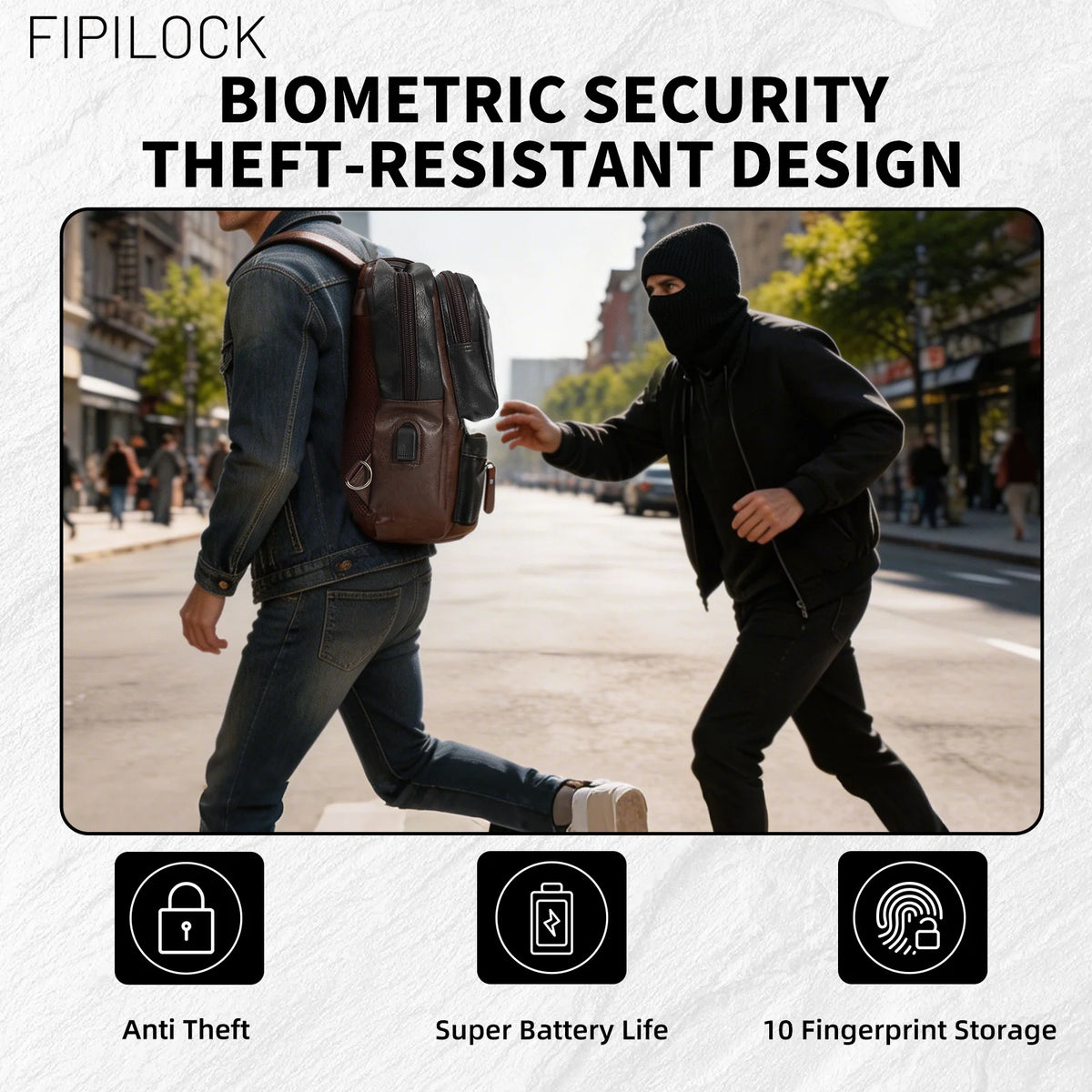 Fashion Casual Crossbody Bag Men'S Shoulder Bag Ith Smart Fingerprint Unlock Diagonal Backpack Messenger Phone Bag Boy