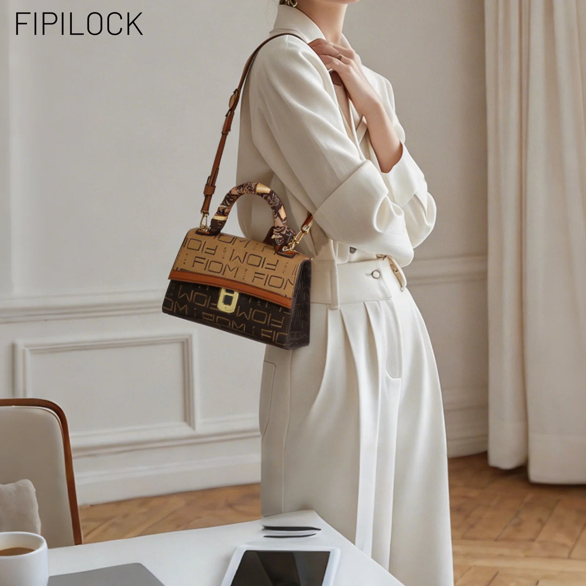 FIPILOCK Luxury Women Clutch Bags Crossbody Shoulder with Smart Fingerprint Unlock Purses Handbag Women Clutch Travel Tote Bag