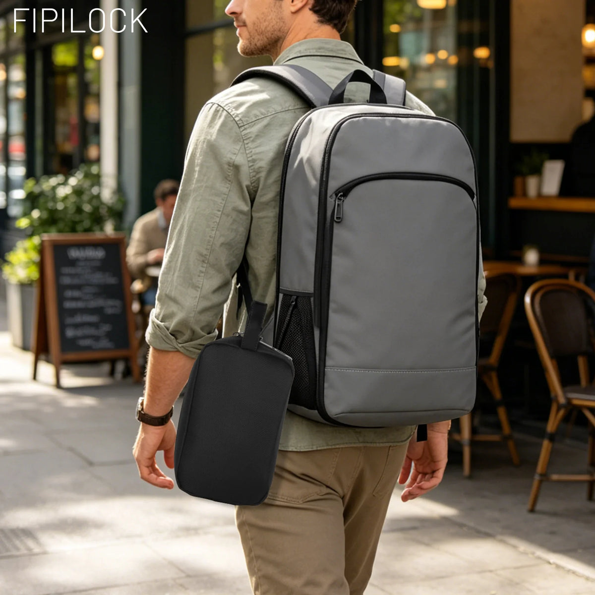 2PC FIPILOCK Women'S Backpack Bag and Men'S Casual Handbag Tote Bag with Smart Fingerprint Unlock Computer Bag Trendy Handbag