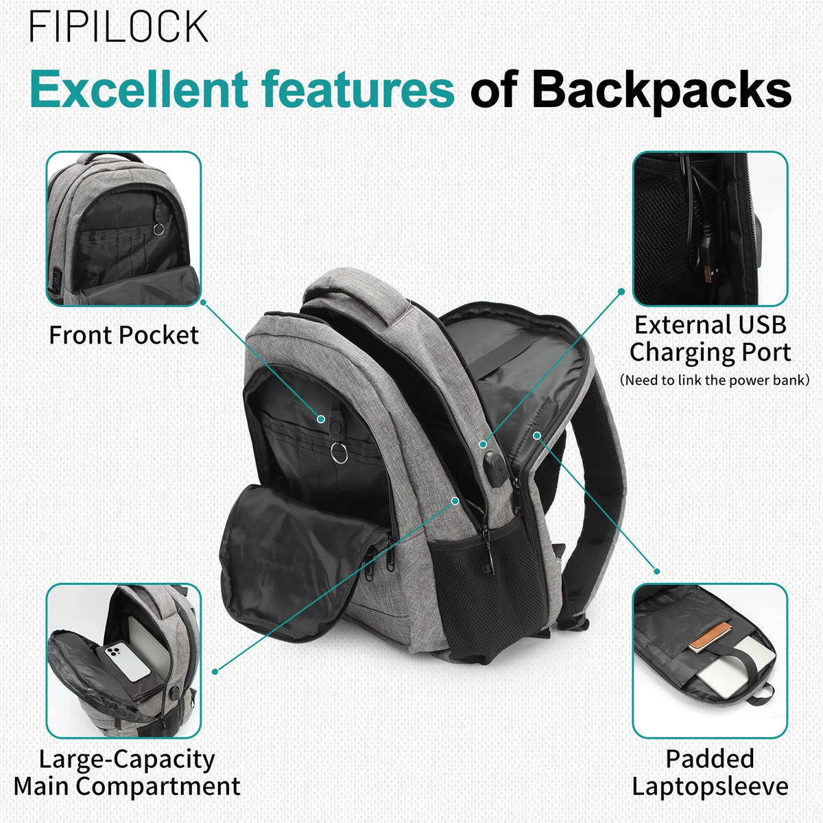 Travel Backpack School Bag Cabin Bags Computer Bag Business Backpack with Fingerprint Unlock Laptop for Men and Women