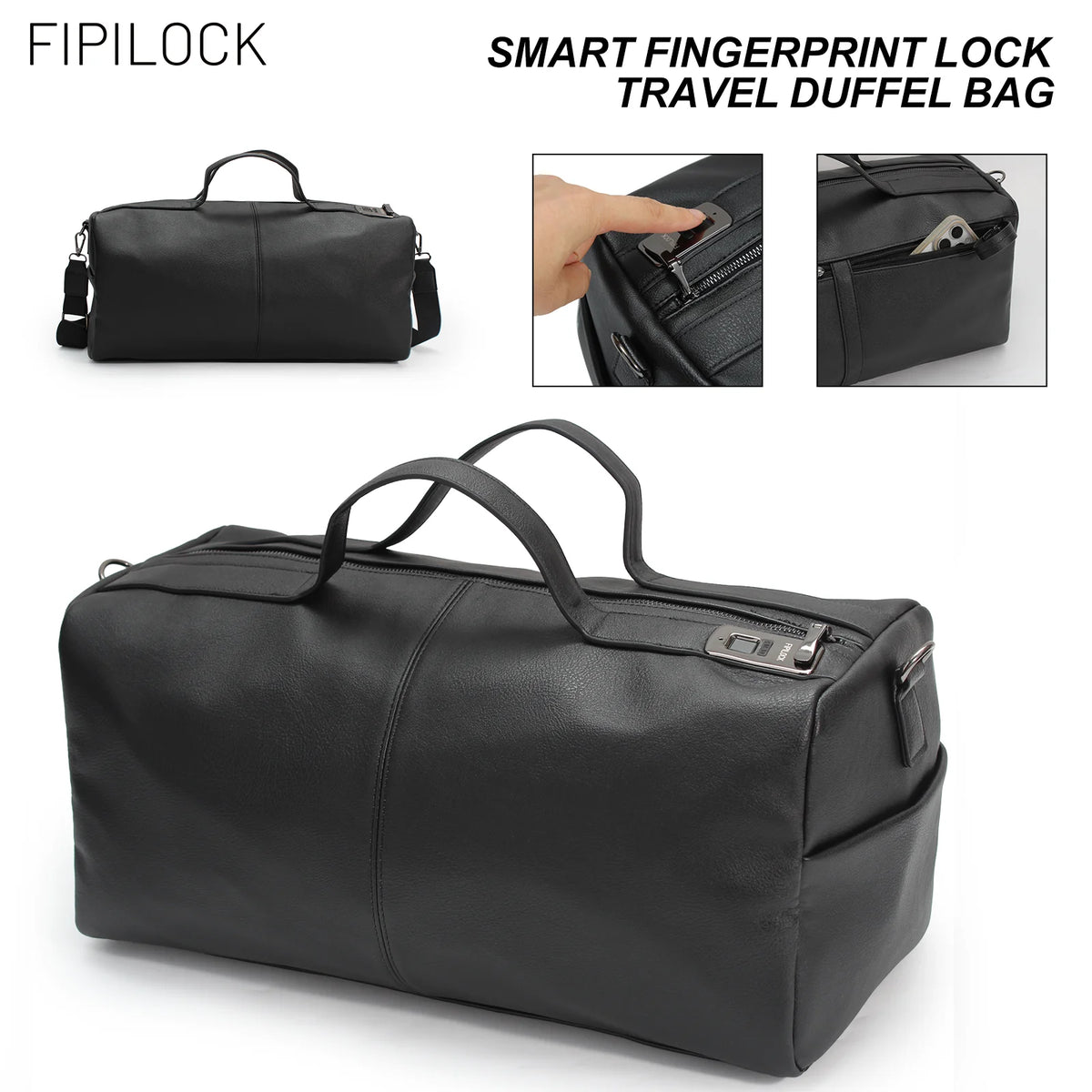 Handbag Genuine Leather Travel Bag Gym Bag Crossbody with Smart Fingerprint Unlock Men'S Luggage Bags Large Duffle Bag