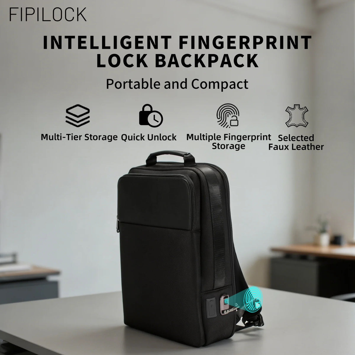 School Bag Backpacks Travel Bags Laptop for Men and Woman with Smart Fingerprint Unlock Biometric Smart Anti-Theft
