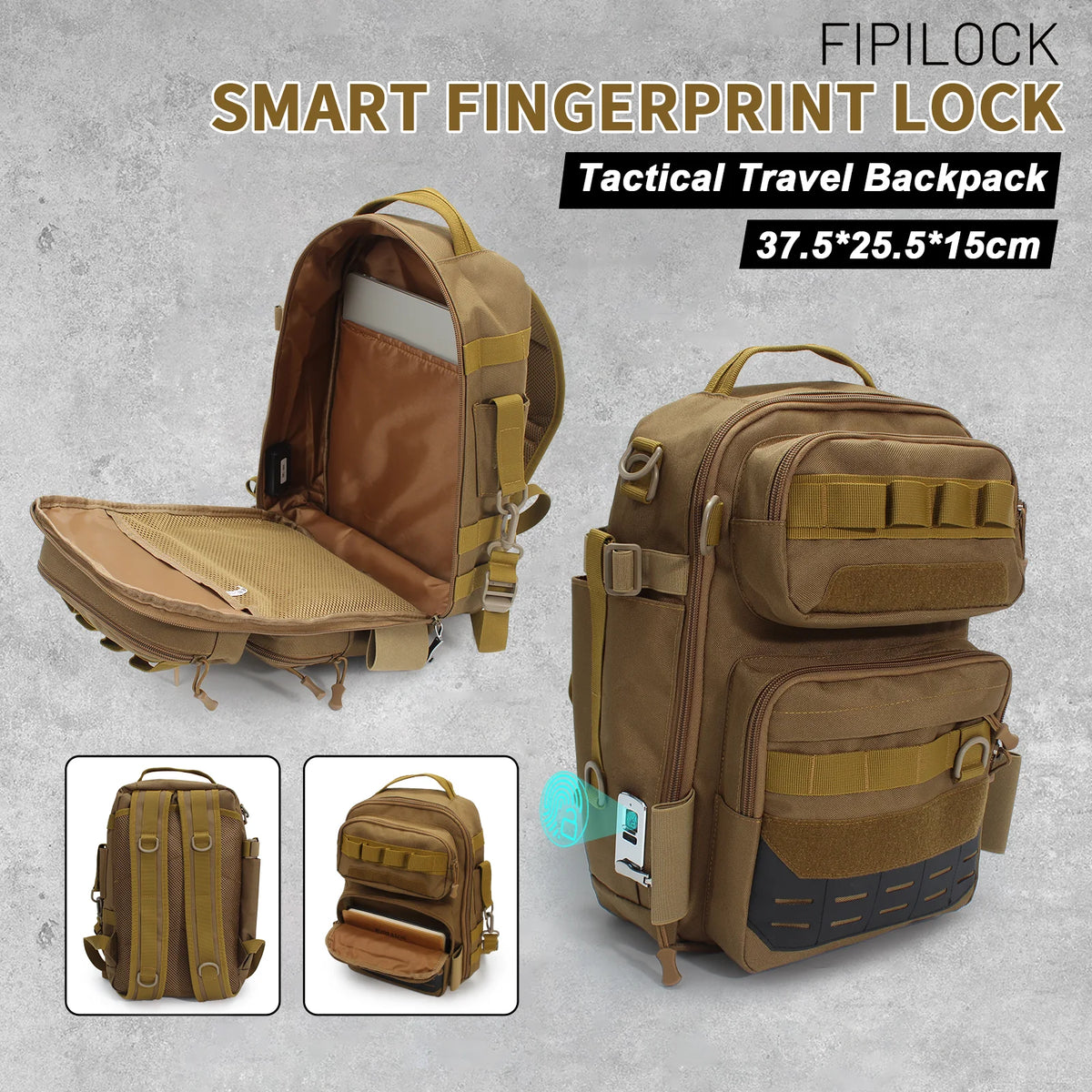Travel Backpack School Bag with Fingerprint Unlock Suitable for Anti-Theft and Anti-Burglarycabin Bags Laptop Business