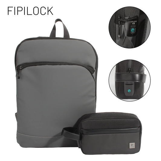 2PC FIPILOCK Women'S Backpack Bag and Men'S Casual Handbag Tote Bag with Smart Fingerprint Unlock Computer Bag Trendy Handbag
