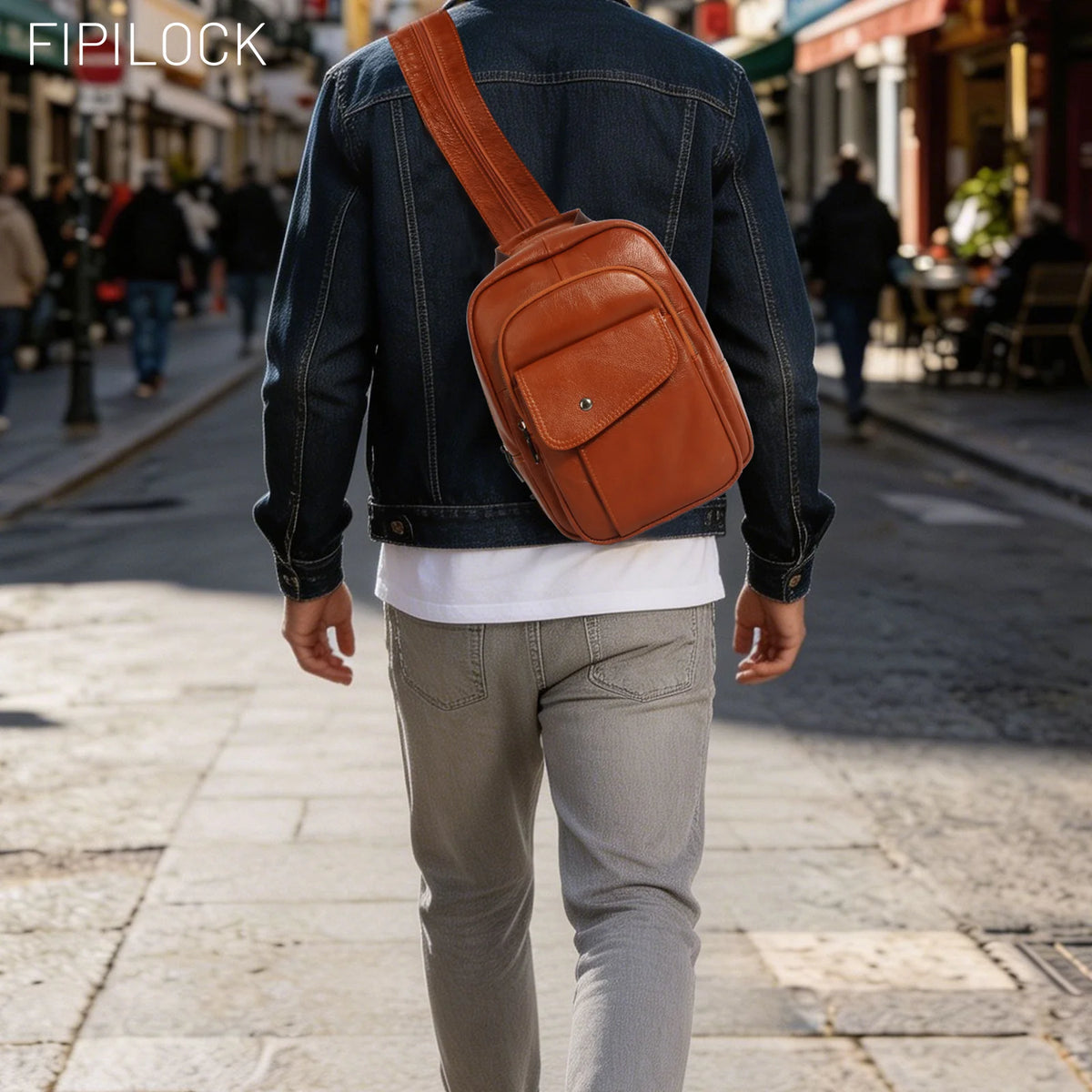 Crossbody Bag Backpack Laptop 2In1 for Women and Men High Quality Genuine Leather with Smart Fingerprint Unlock Fishing