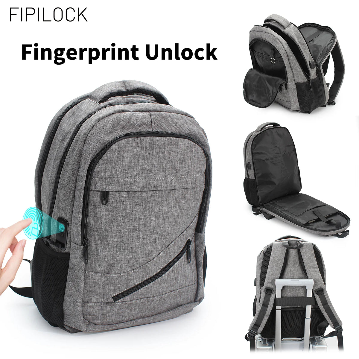 Travel Backpack School Bag Cabin Bags Computer Bag Business Backpack with Fingerprint Unlock Laptop for Men and Women