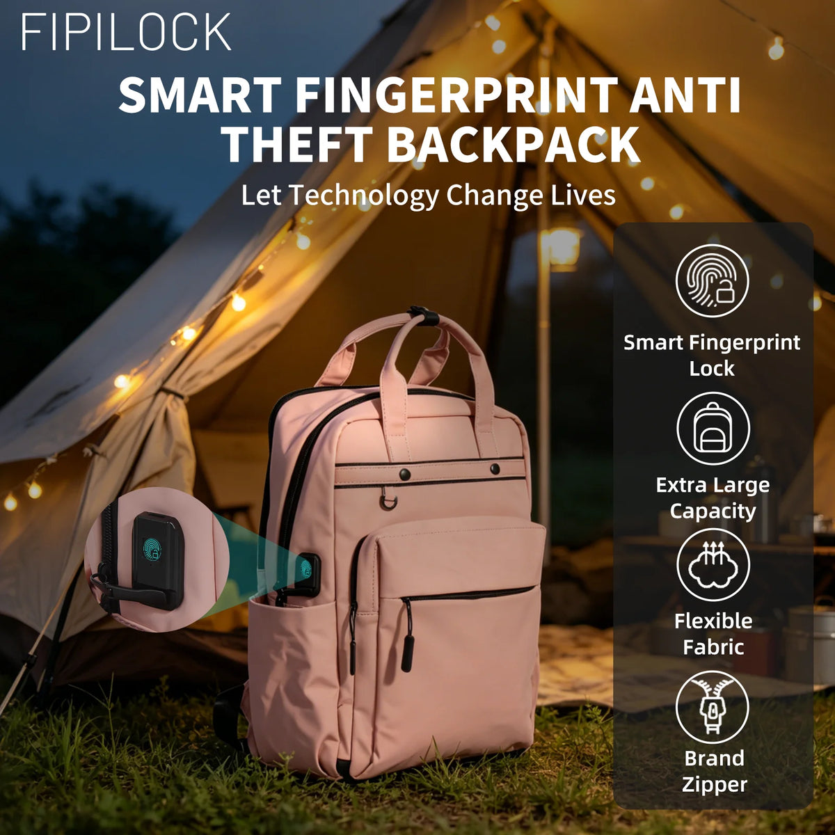 School Bag School Backpacks Travel Airplane Cabin Backpack for Men and Woman with Smart Fingerprint Unlock Laptop
