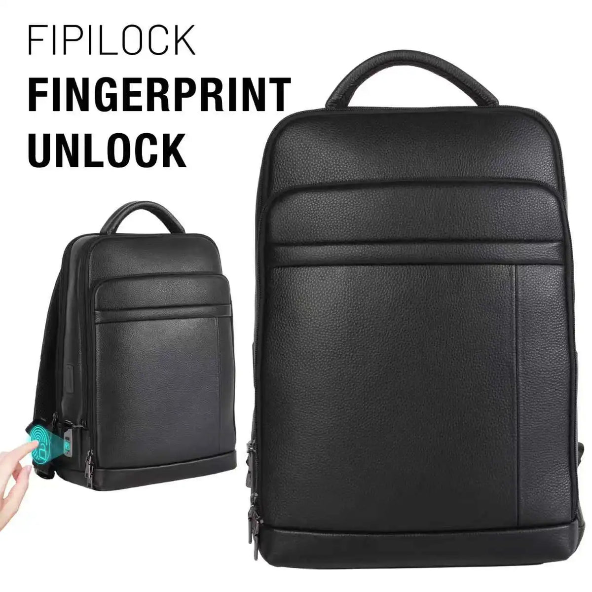 FIPILOCK Laptop Backpack 17.3 Inch with Smart Fingerprint Unlock Large Capacity Travelling Waterproof Laptop Bag Men'S Backpack
