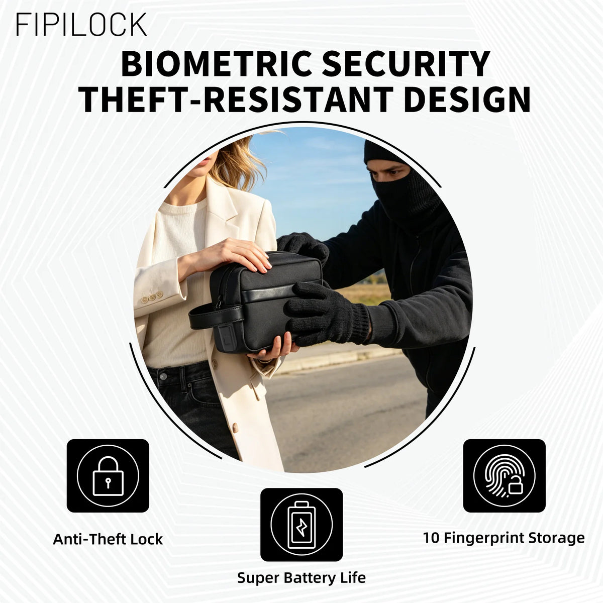 Smart Fingerprint Unlock Anti-Theft Clutch Bag for Women and Men - Versatile Handbag and Wristlet for Credit Cards and Mobile Phones
