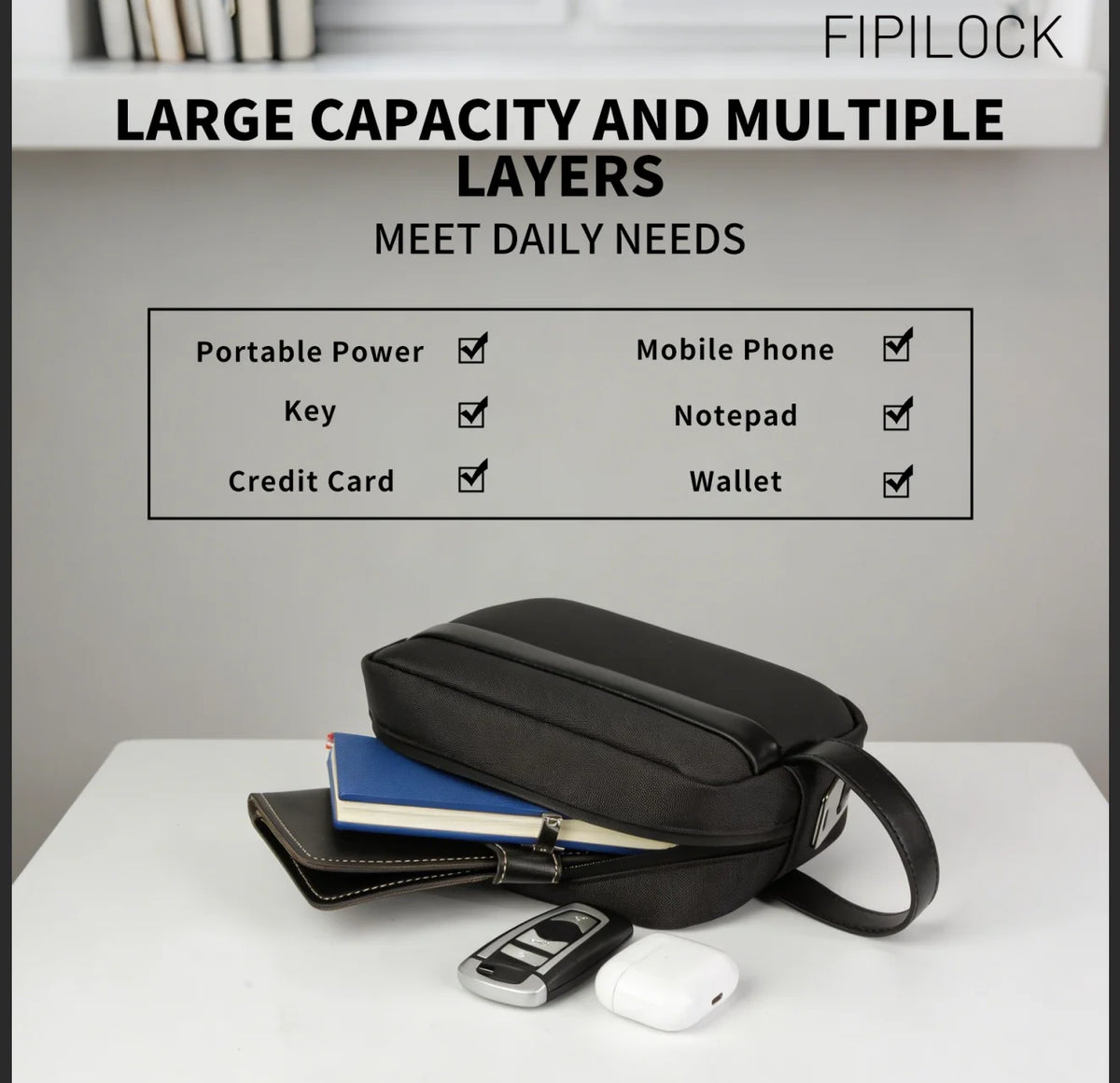 Smart Fingerprint Unlock Anti-Theft Clutch Bag for Women and Men - Versatile Handbag and Wristlet for Credit Cards and Mobile Phones