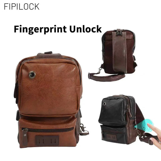 Fashion Casual Crossbody Bag Men'S Shoulder Bag Ith Smart Fingerprint Unlock Diagonal Backpack Messenger Phone Bag Boy