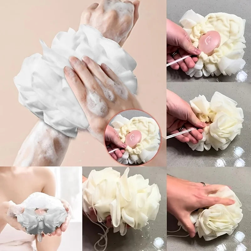 Soft Loofah Sponge Bath Ball 2-In-1 Exfoliating Shower Ball with Soap Dispenser for Men and Women