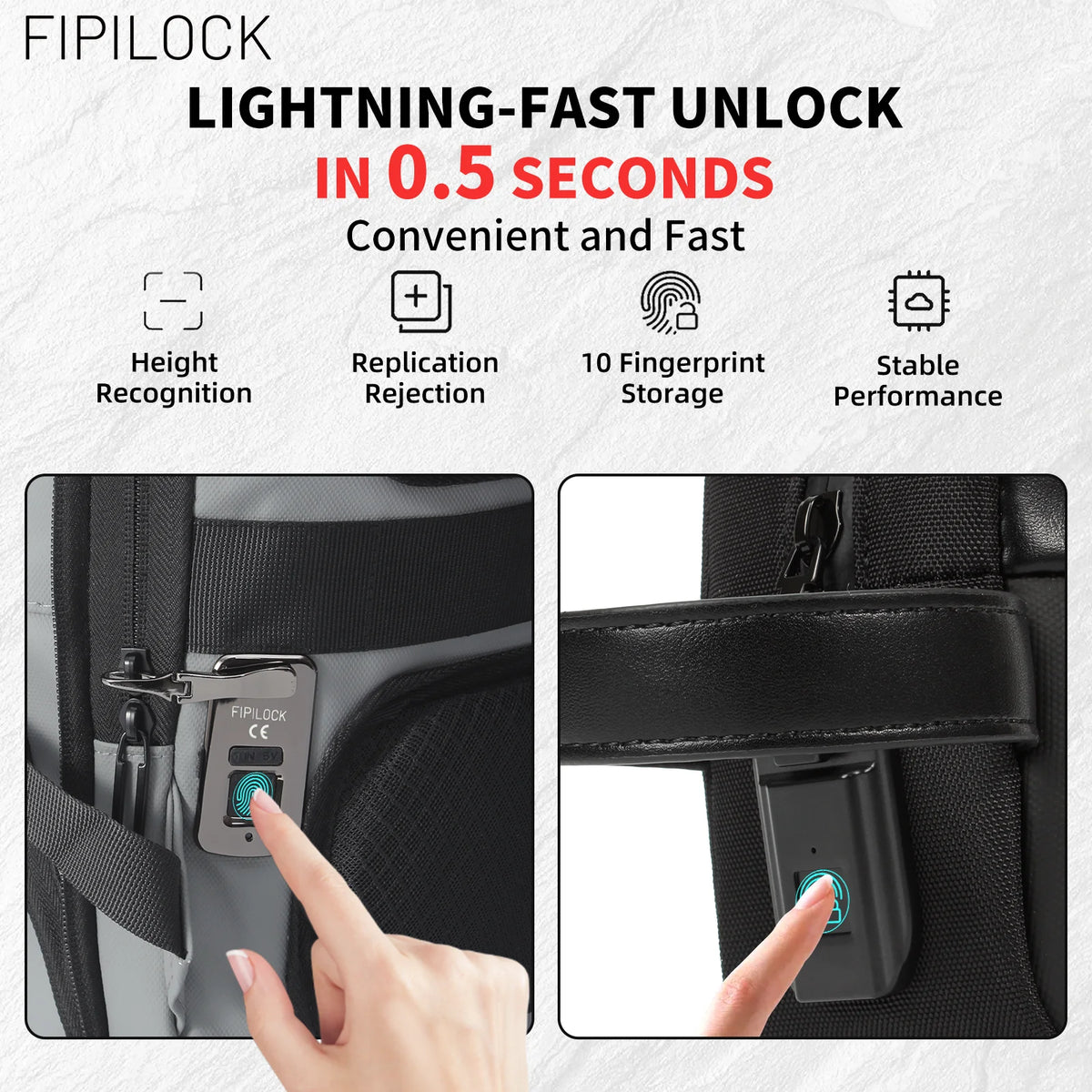 2PC FIPILOCK Women'S Backpack Bag and Men'S Casual Handbag Tote Bag with Smart Fingerprint Unlock Computer Bag Trendy Handbag