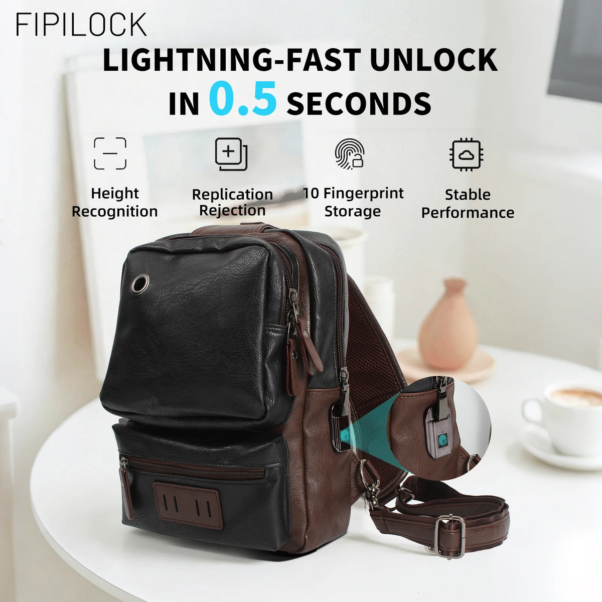 Fashion Casual Crossbody Bag Men'S Shoulder Bag Ith Smart Fingerprint Unlock Diagonal Backpack Messenger Phone Bag Boy